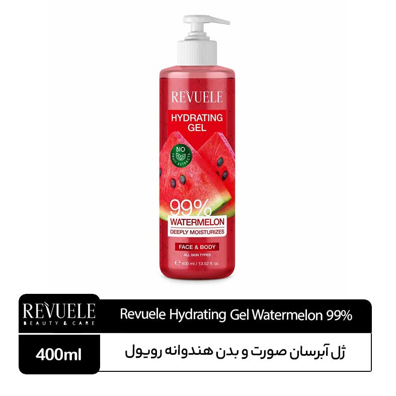 Revuele-Hydrating-Gel-Watermelon-99% ژل آبرسان صورت و بدن هندوانه رویول - Image 1